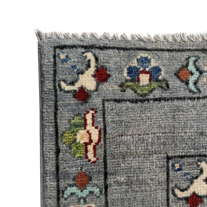 Gray Afghan Sultani Rug 3' 7" x 5' 10" Hand-Knotted | No. AL17316