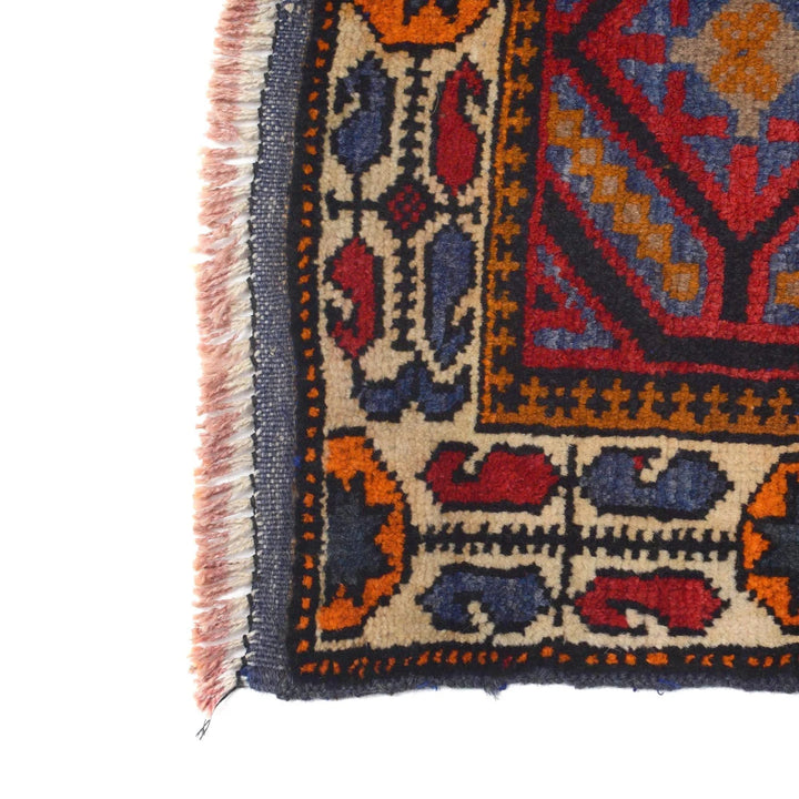 Red Afghan Baluchi Rug 2' 8" x 3' 10" Hand-Knotted | No. AL17402