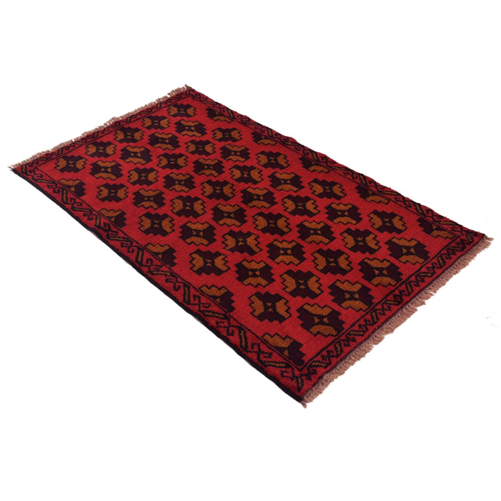Red Afghan Baluchi Rug 2' 9" x 4' 5" Hand-Knotted | No. AL17477