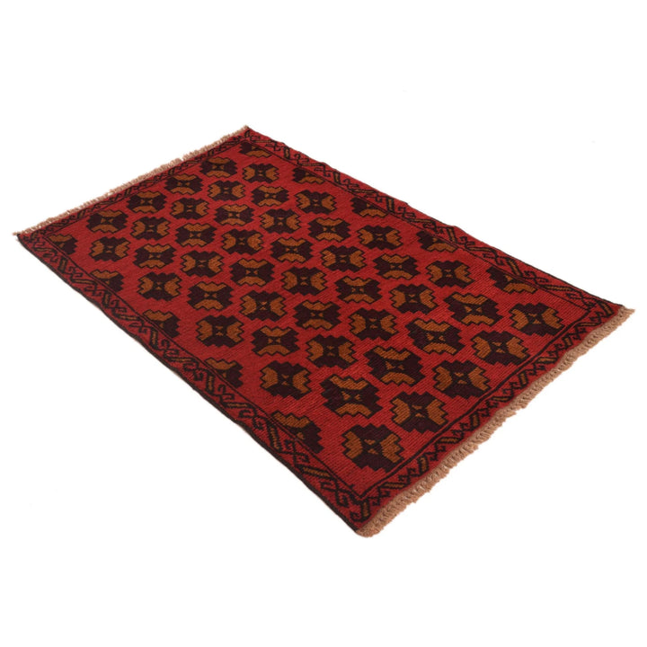 Red Afghan Baluchi Rug 2' 9" x 4' 5" Hand-Knotted | No. AL17477