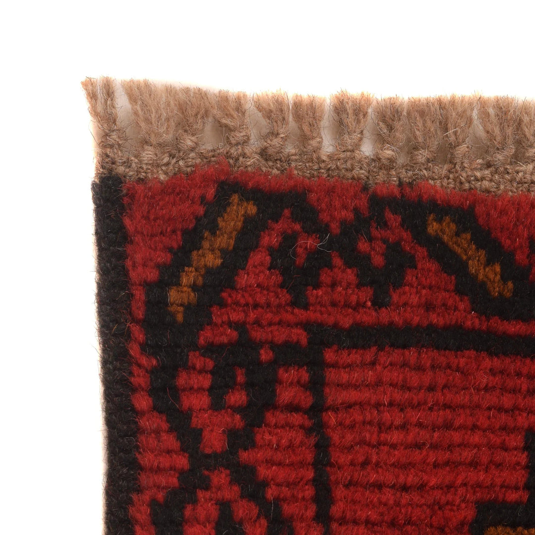 Red Afghan Baluchi Rug 2' 9" x 4' 5" Hand-Knotted | No. AL17477