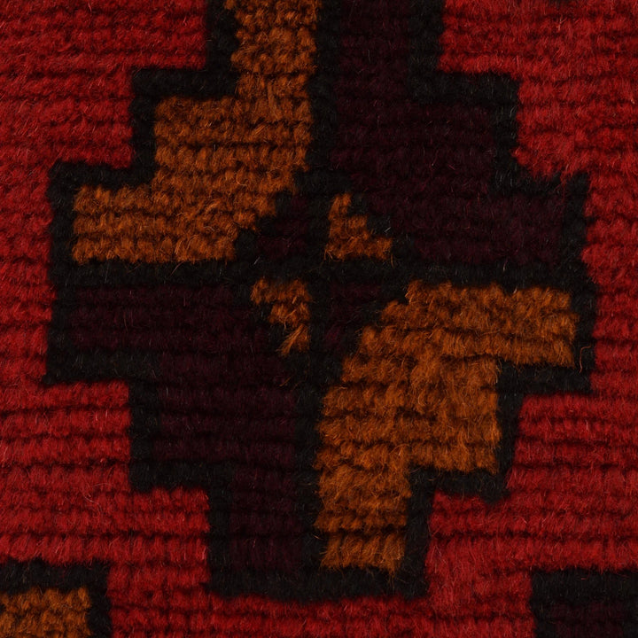 Red Afghan Baluchi Rug 2' 9" x 4' 5" Hand-Knotted | No. AL17477