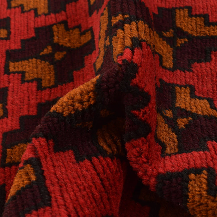 Red Afghan Baluchi Rug 2' 9" x 4' 5" Hand-Knotted | No. AL17477