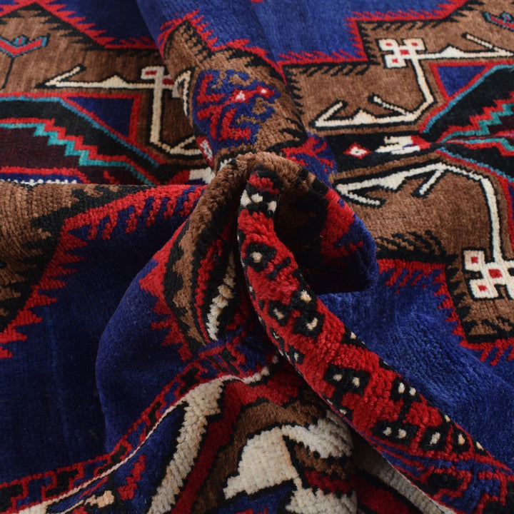 Afghan Baluchi Rug 4' 1" x 6' 7" Hand-Knotted | No. AL17523