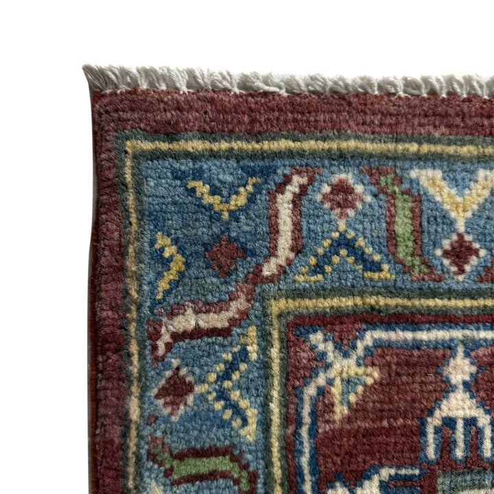 Red Afghan Kazak Rug 6'8" x 9'11" Hand-Knotted | No. AL17556