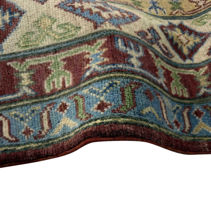 Red Afghan Kazak Rug 6'8" x 9'11" Hand-Knotted | No. AL17556