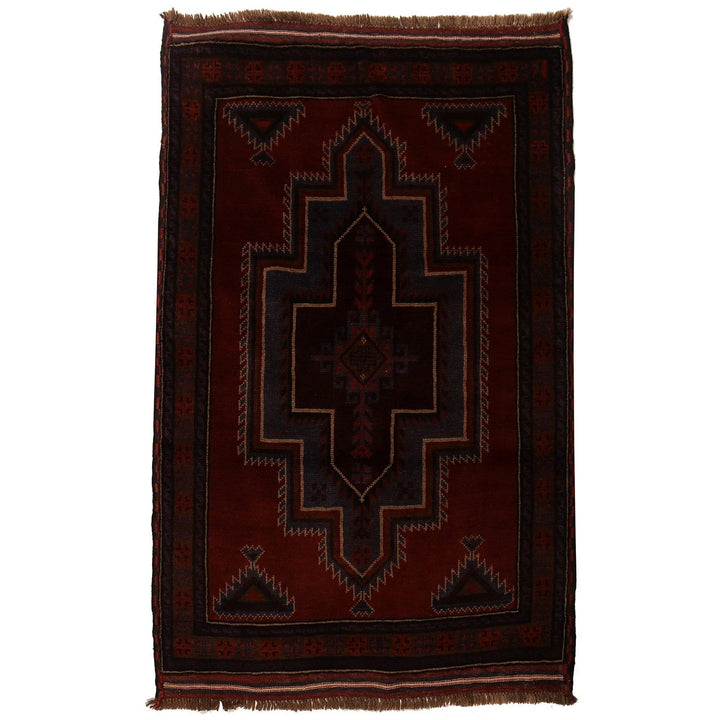 Red Afghan Baluchi Rug 3' 11" x 6' 0" Hand-Knotted | No. AL17585
