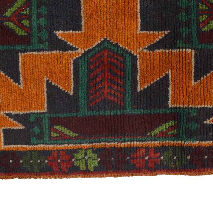 Orange Afghan Balochi Rug 2' 4" x 8' 5" Hand-Knotted | No. AL17593