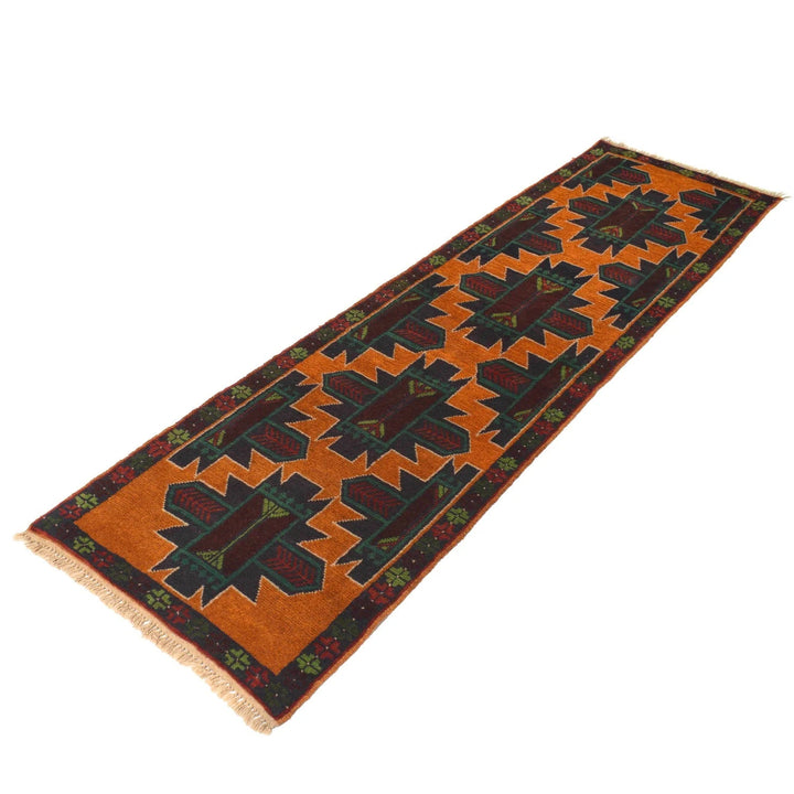 Orange Afghan Balochi Rug 2' 4" x 8' 5" Hand-Knotted | No. AL17593