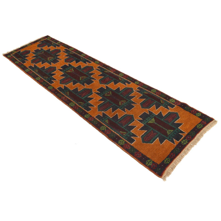 Orange Afghan Balochi Rug 2' 4" x 8' 5" Hand-Knotted | No. AL17593