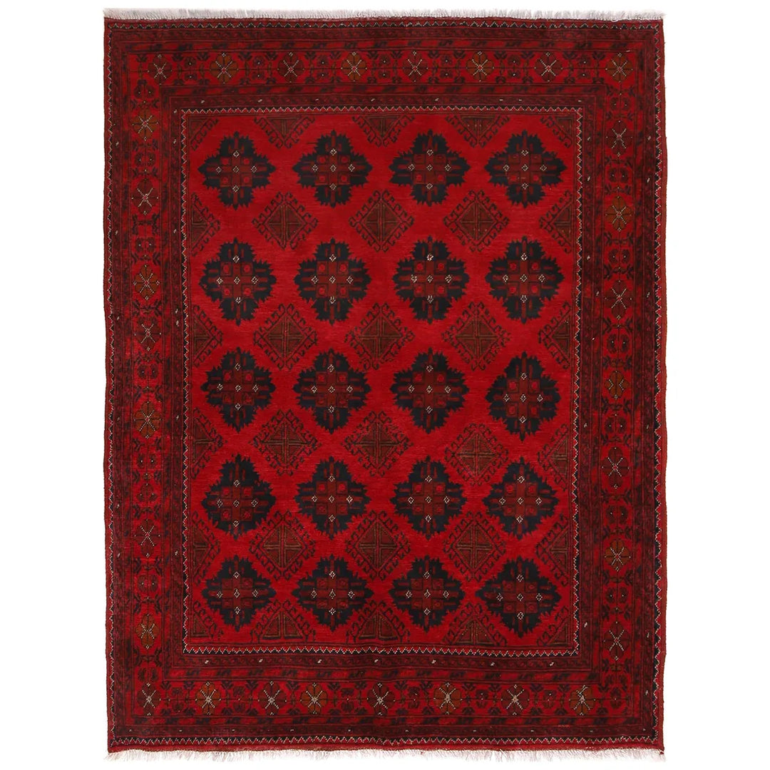 Red Color Afghan Area Rug 5' 1" x 6' 7" - No. AL17643