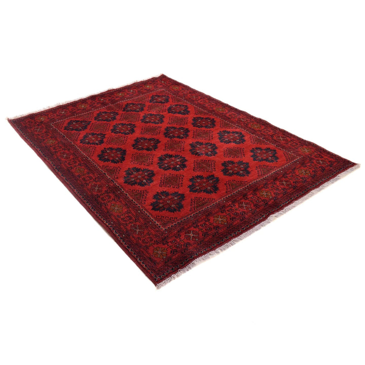 Red Afghan Khal Mohammadi Rug 5' 1" x 6' 7" Hand-Knotted | No. AL17643