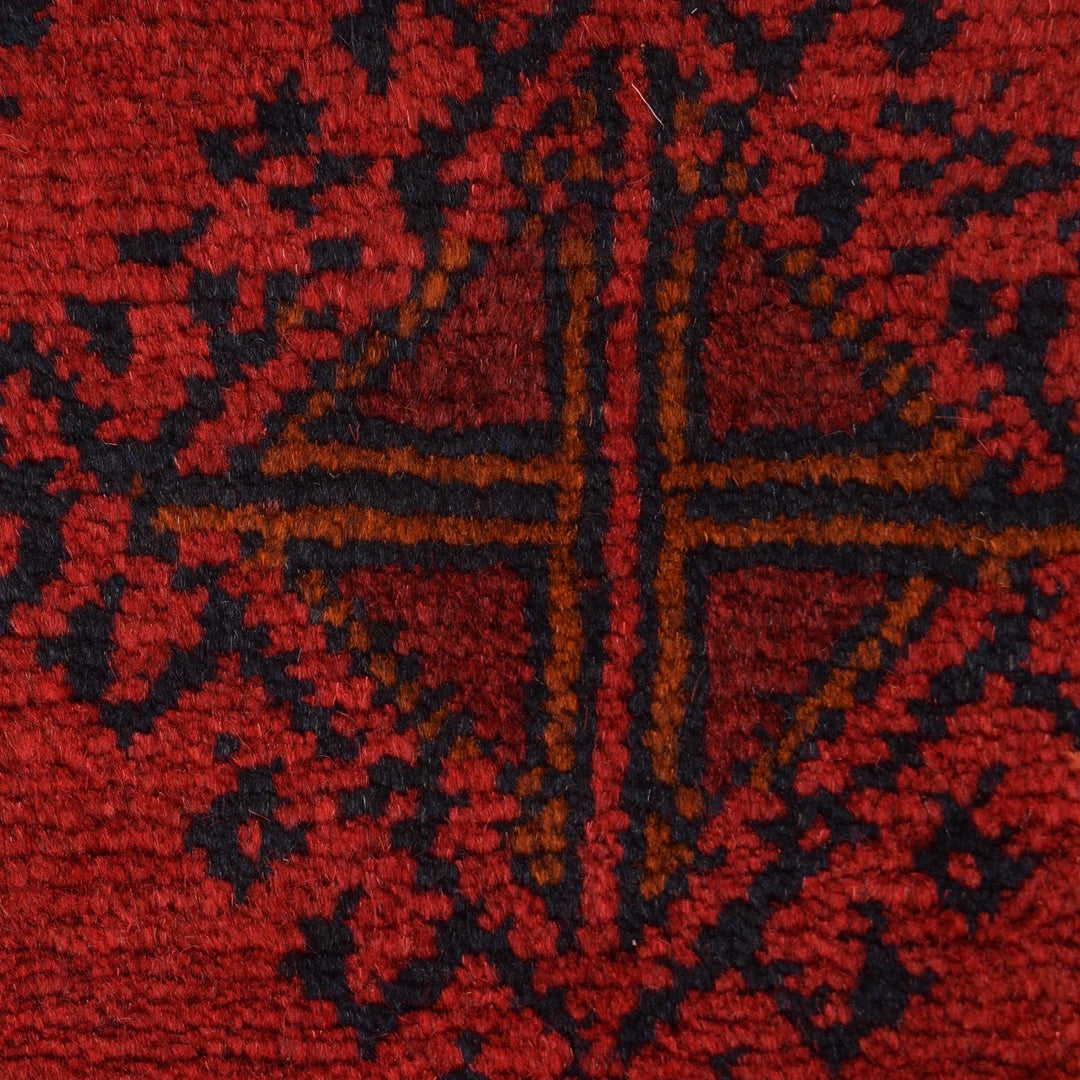 Red Afghan Khal Mohammadi Rug 5' 1" x 6' 7" Hand-Knotted | No. AL17643