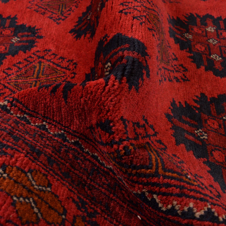 Red Afghan Khal Mohammadi Rug 5' 1" x 6' 7" Hand-Knotted | No. AL17643