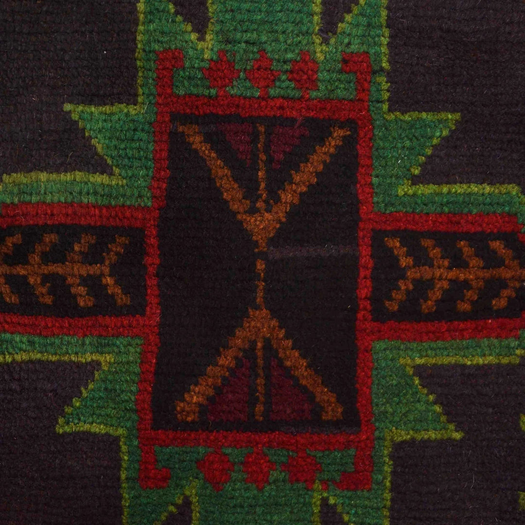 Black Afghan Baluchi Rug 3' 12" x 6' 2" Hand-Knotted | No. AL17706