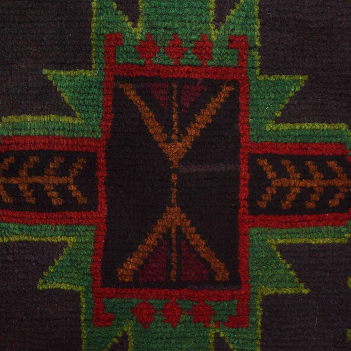 Black Afghan Baluchi Rug 3' 12" x 6' 2" Hand-Knotted | No. AL17706