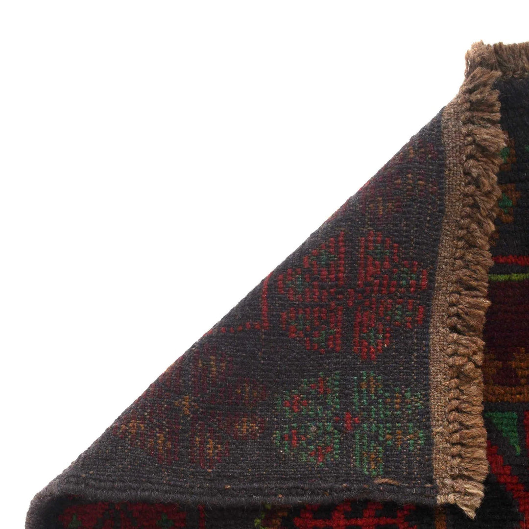 Black Afghan Baluchi Rug 3' 12" x 6' 2" Hand-Knotted | No. AL17706