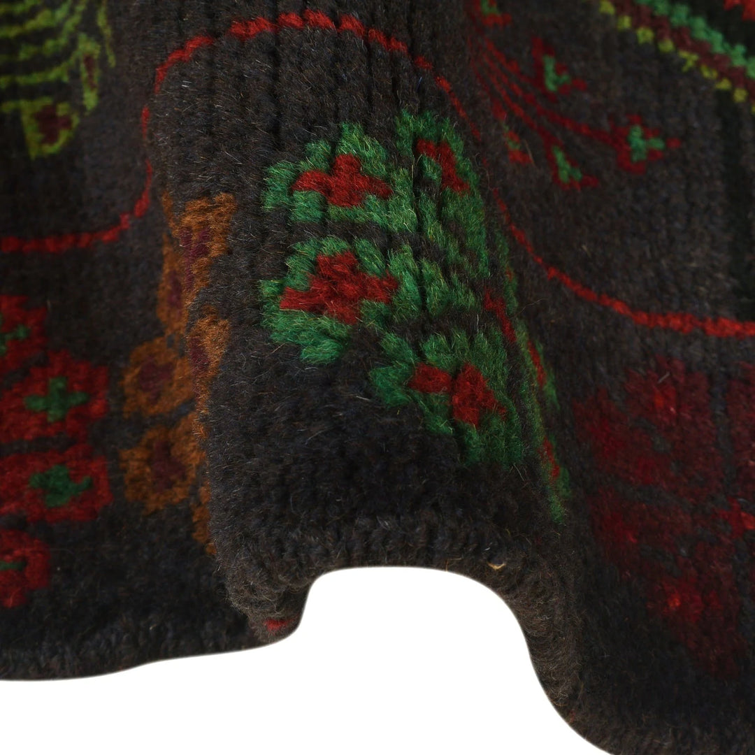 Black Afghan Baluchi Rug 3' 12" x 6' 2" Hand-Knotted | No. AL17706