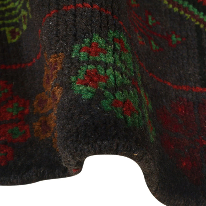Black Afghan Baluchi Rug 3' 12" x 6' 2" Hand-Knotted | No. AL17706