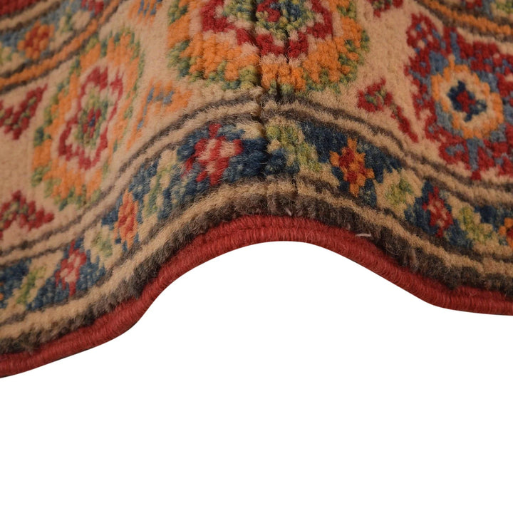 Red Afghan Kazak Rug 2' 7" x 3' 11" Hand-Knotted | No. AL17736