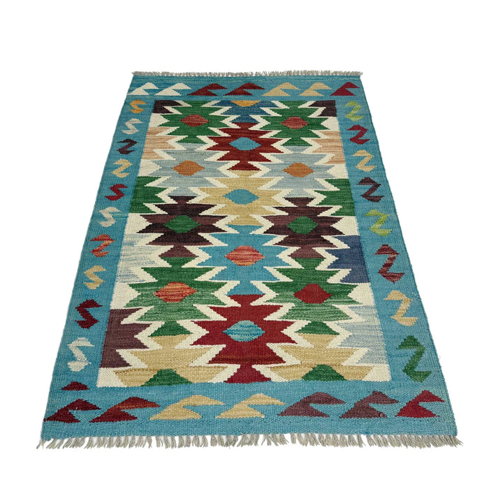 Afghan Vegetable Kilim Rug 2' 7" x 4' 1" Flat-Weave | No. AL177658