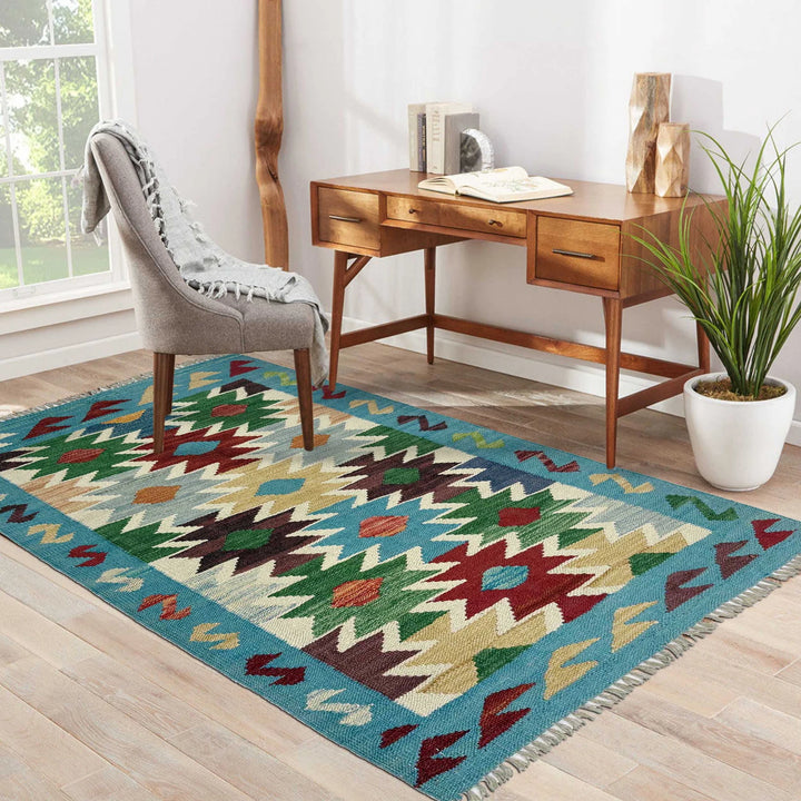 Afghan Vegetable Kilim Rug 2' 7" x 4' 1" Flat-Weave | No. AL177658
