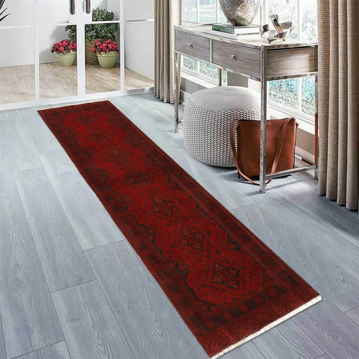Red Afghan Khal Mohammadi Rug 2' 6" x 9' 5" Hand-Knotted | No. AL17894