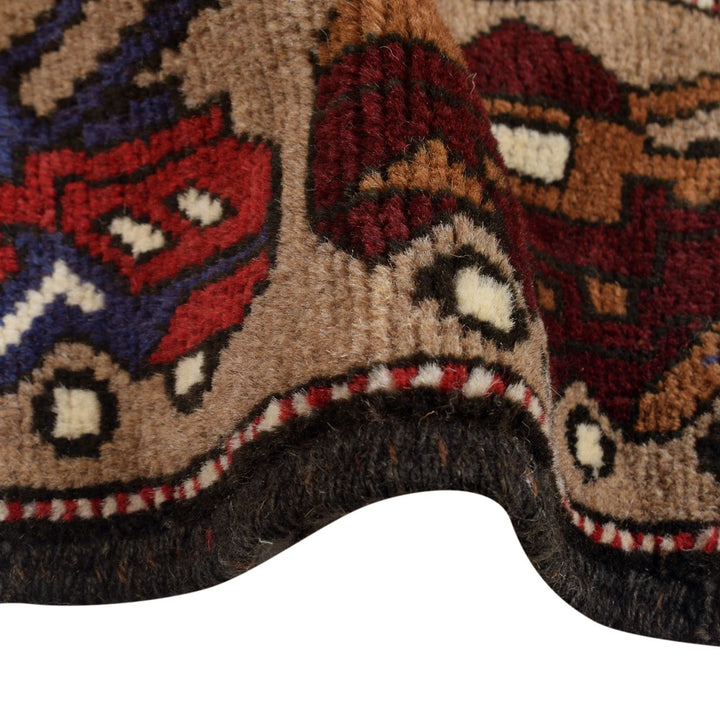 Brown Afghan War Rug 4' 0" x 6' 5" Hand-Knotted | No. AL17895