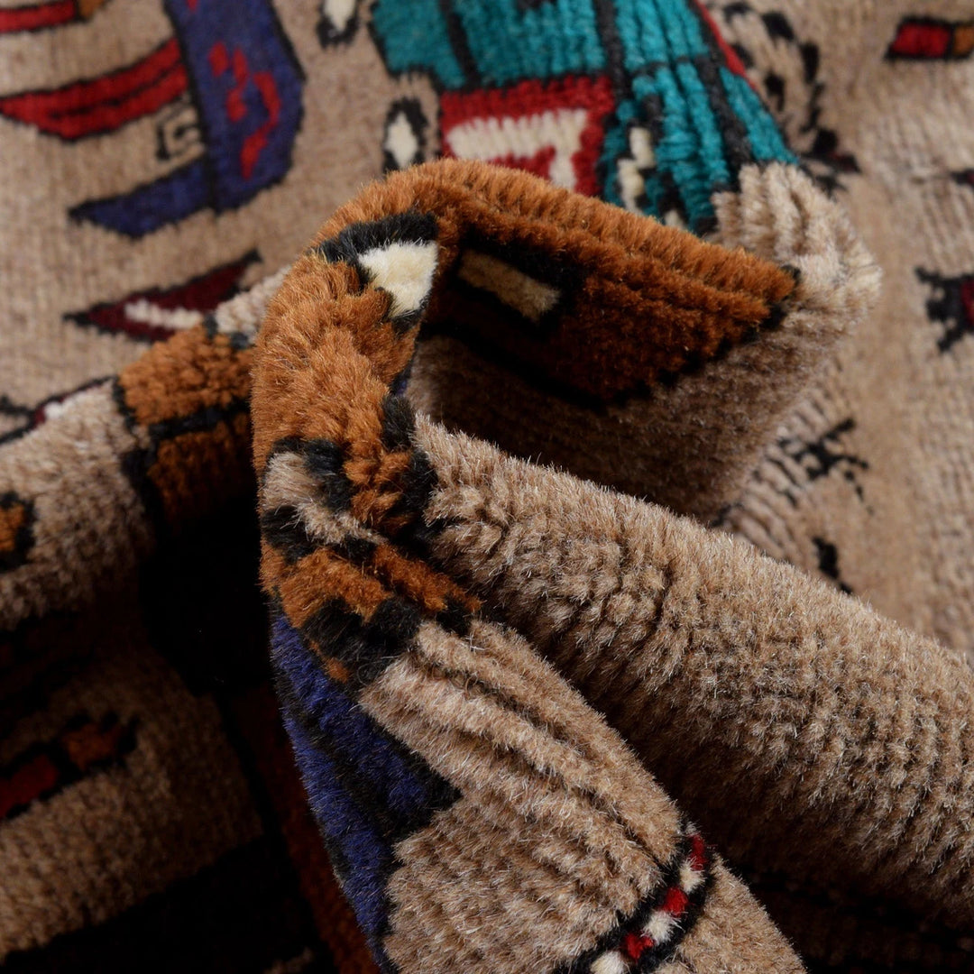 Brown Afghan War Rug 4' 6" x 6' 1" Hand-Knotted | No. AL17903