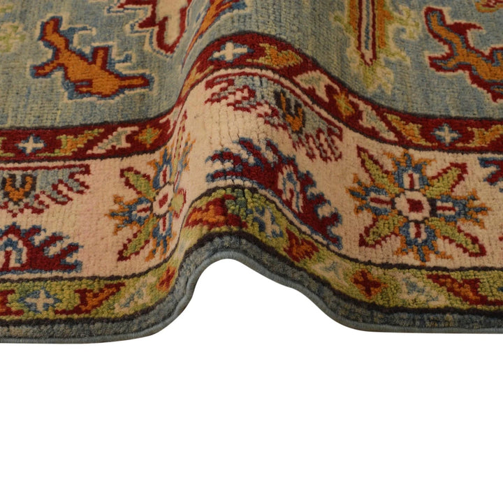 Blue Afghan Kazak Rug 3' 5" x 5' 0" Hand-Knotted | No. AL17905