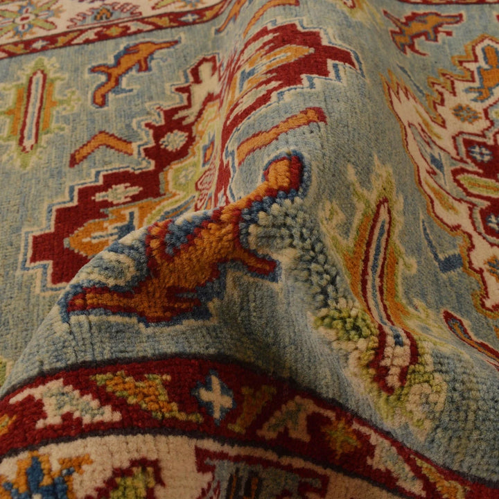 Blue Afghan Kazak Rug 3' 5" x 5' 0" Hand-Knotted | No. AL17905