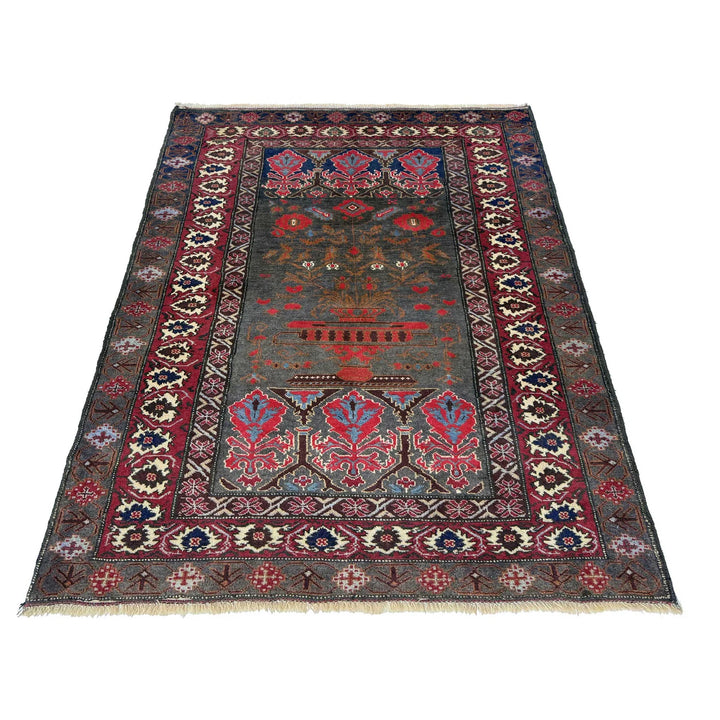 Afghan Baluchi Rug 3' 4" x 5' 0" Hand-Knotted | No. AL17957