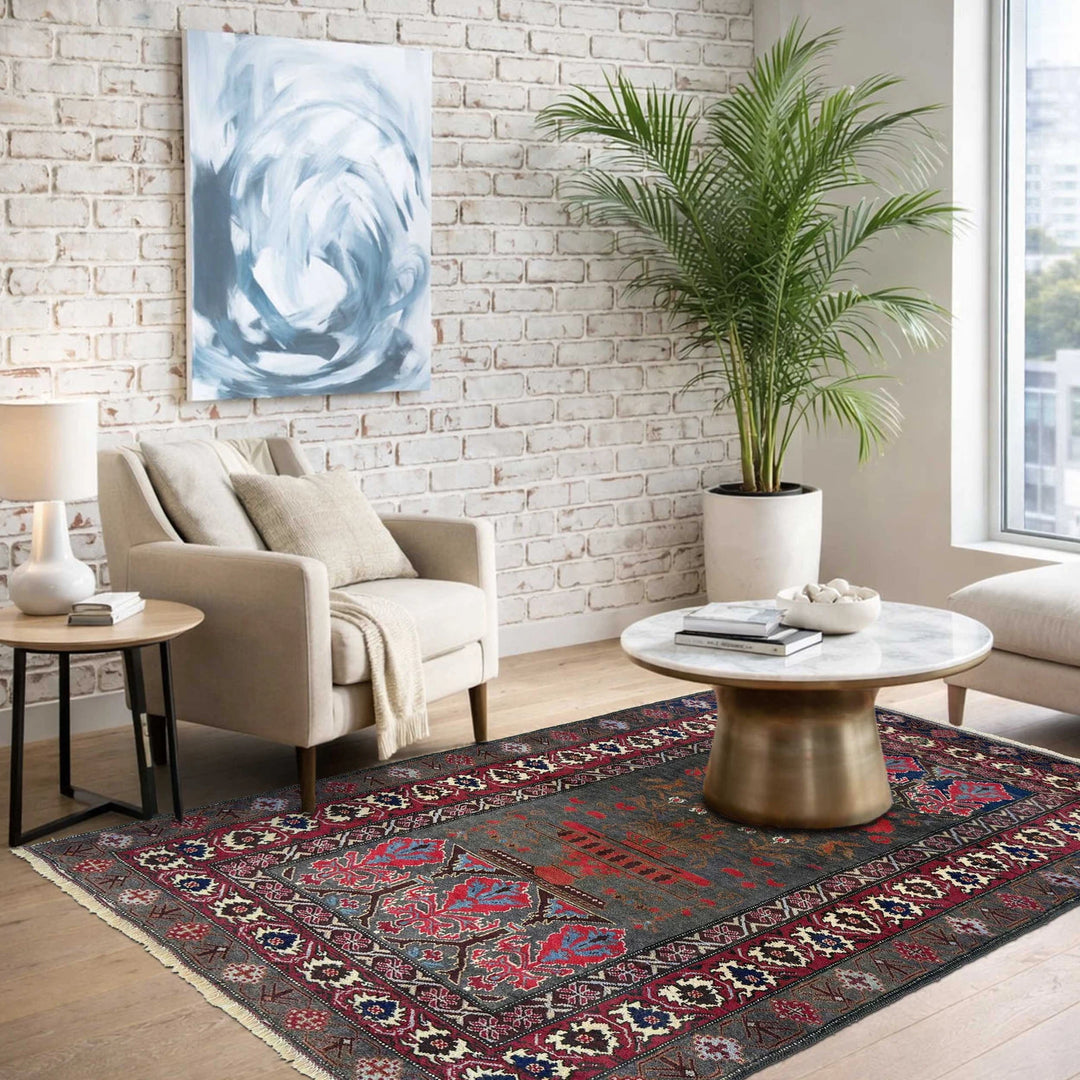 Afghan Baluchi Rug 3' 4" x 5' 0" Hand-Knotted | No. AL17957