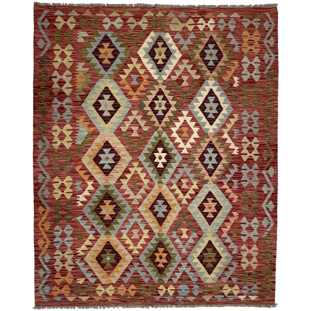Afghan Kilim Rug 5' 1" x 6' 11" Flat-Weave | No. AL18003