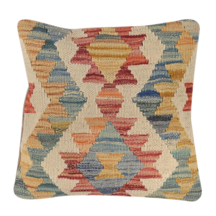 Afghan Geometric Cushion 1' 2" x 1' 2" Flat-Weave | No. AL18022