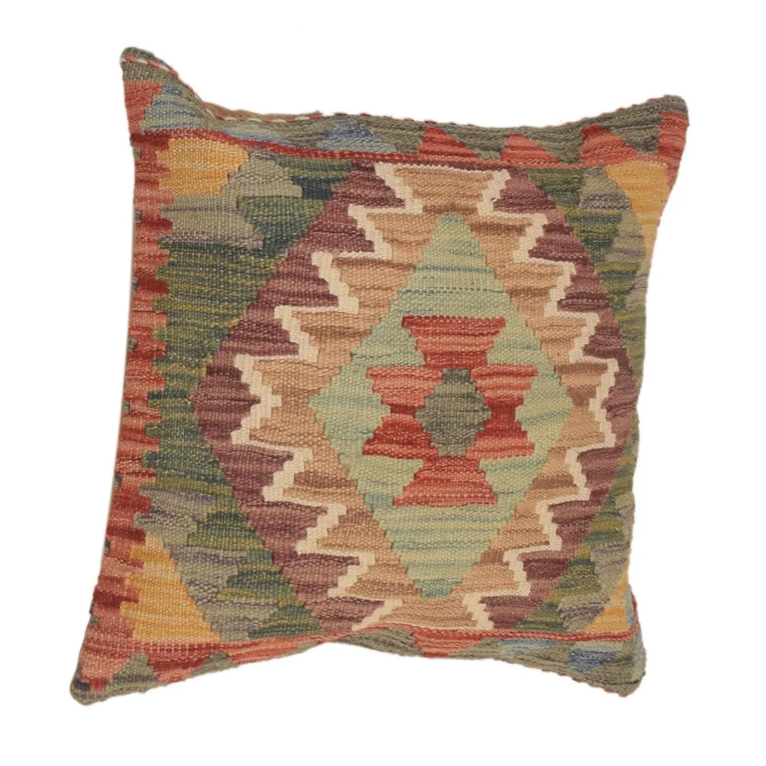 Afghan Geometric Cushion 1' 6" x 1' 6" Flat-Weave | No. AL18028