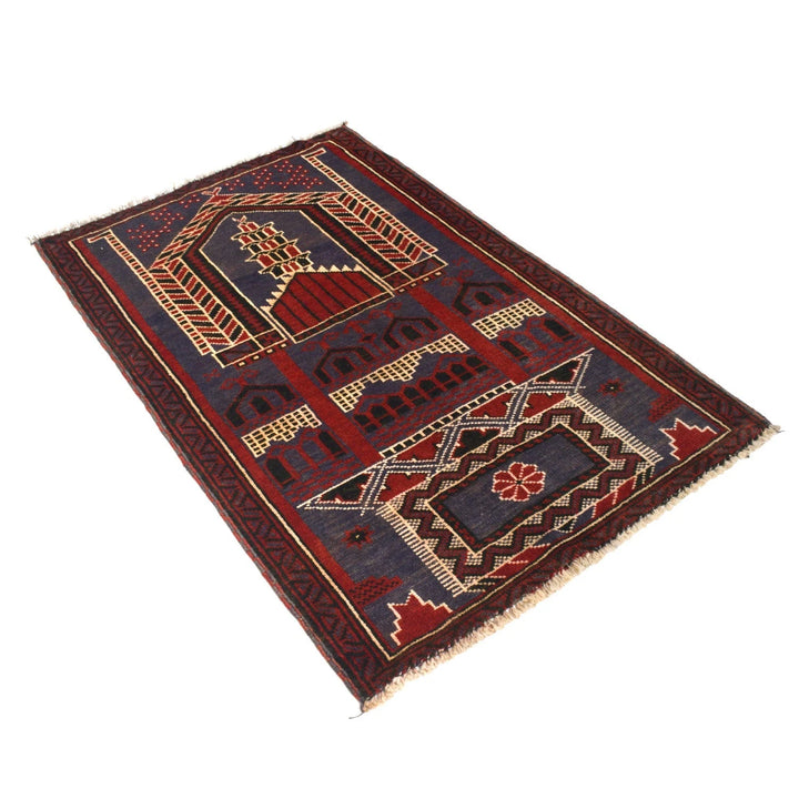 Afghan Prayer Rug 2'11" x 4'8" Hand-Knotted | No. AL18042