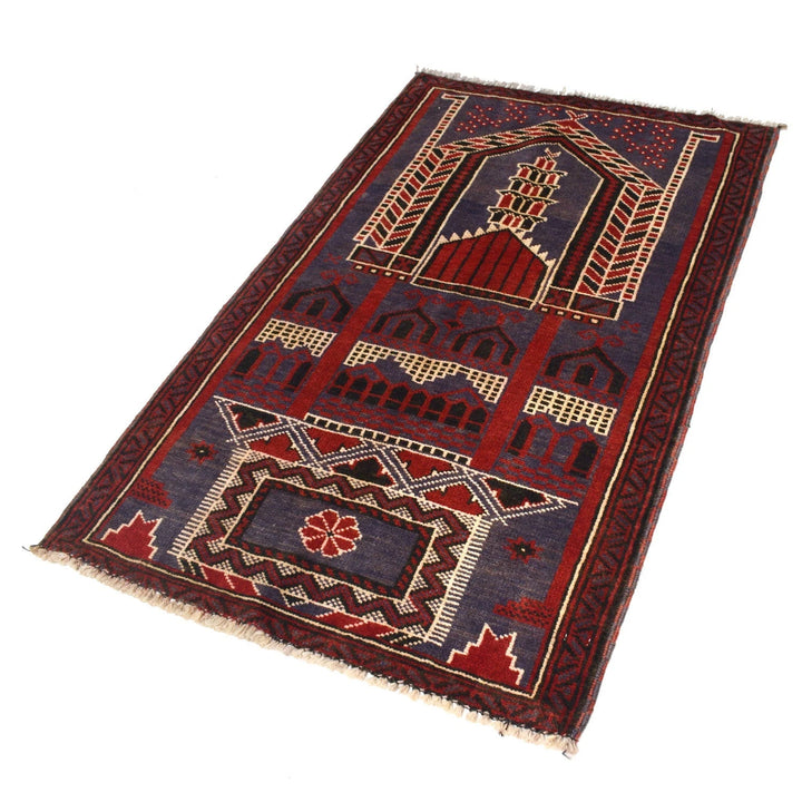 Afghan Prayer Rug 2'11" x 4'8" Hand-Knotted | No. AL18042