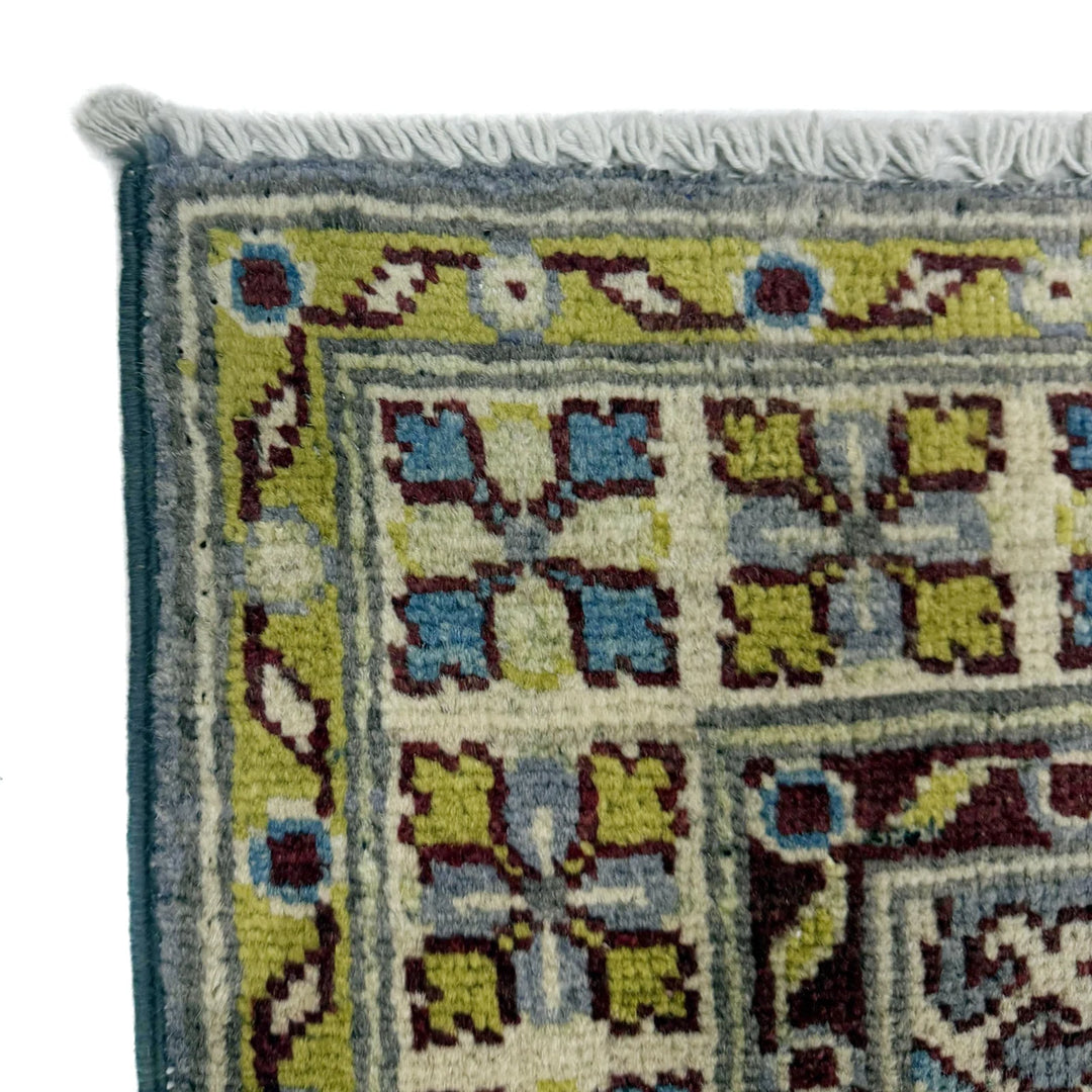 Blue Afghan Kazak Rug 3' 5" x 5' 0" Hand-Knotted | No. AL18113