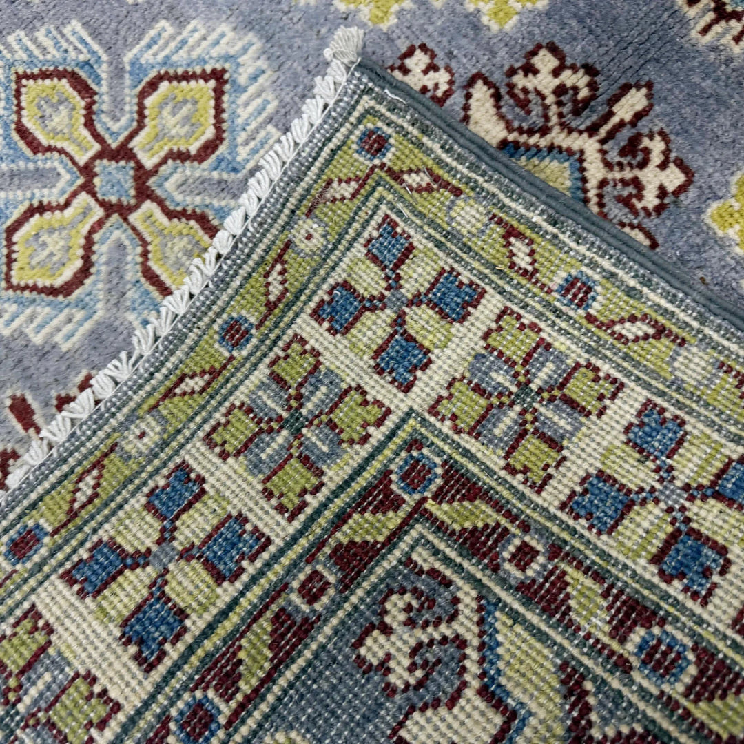 Blue Afghan Kazak Rug 3' 5" x 5' 0" Hand-Knotted | No. AL18113