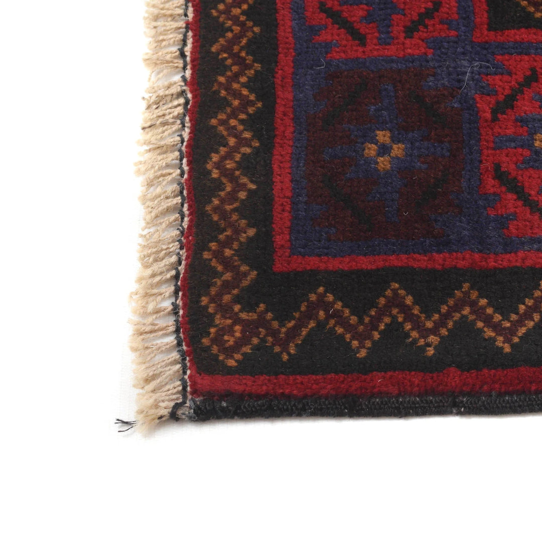 Red Afghan Baluchi Rug 4' 2" x 6' 6" Hand-Knotted | No. AL181192