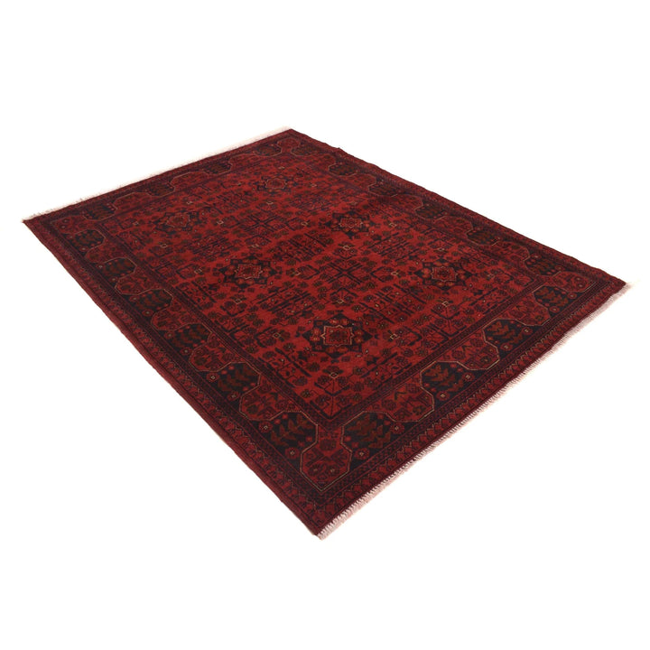 Red Afghan Khal Mohammadi Rug 4' 11" x 6' 5" Hand-Knotted | No. AL18124