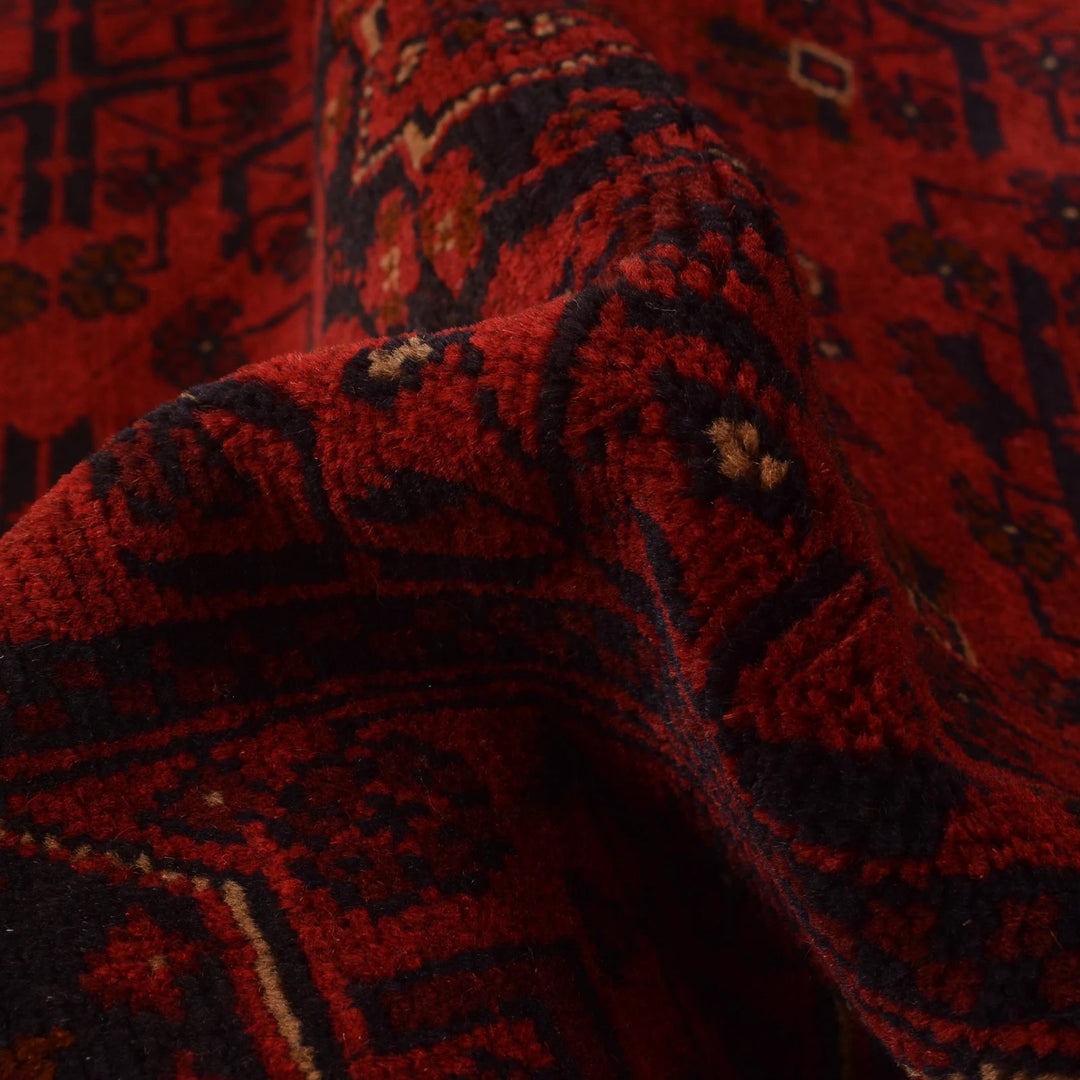 Red Afghan Khal Mohammadi Rug 4' 11" x 6' 5" Hand-Knotted | No. AL18124