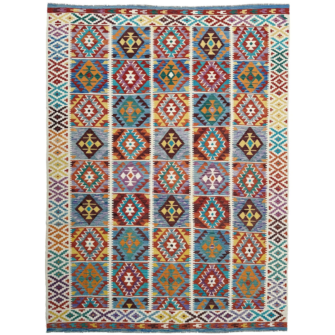 Afghan Vegetable Kilim Rug 8'2" x 11'8" Flat-Weave | No. AL18125