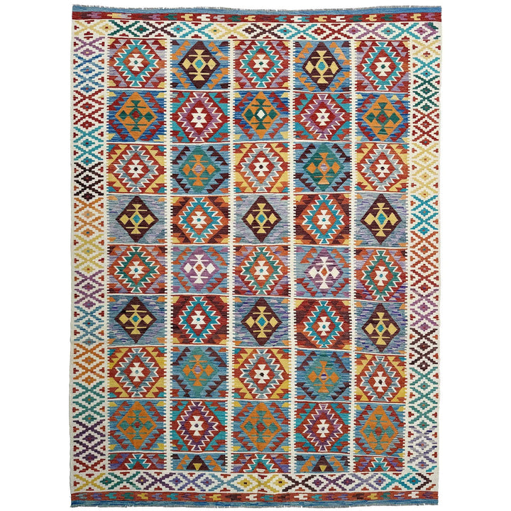 Afghan Vegetable Kilim Rug 8'2" x 11'8" Flat-Weave | No. AL18125