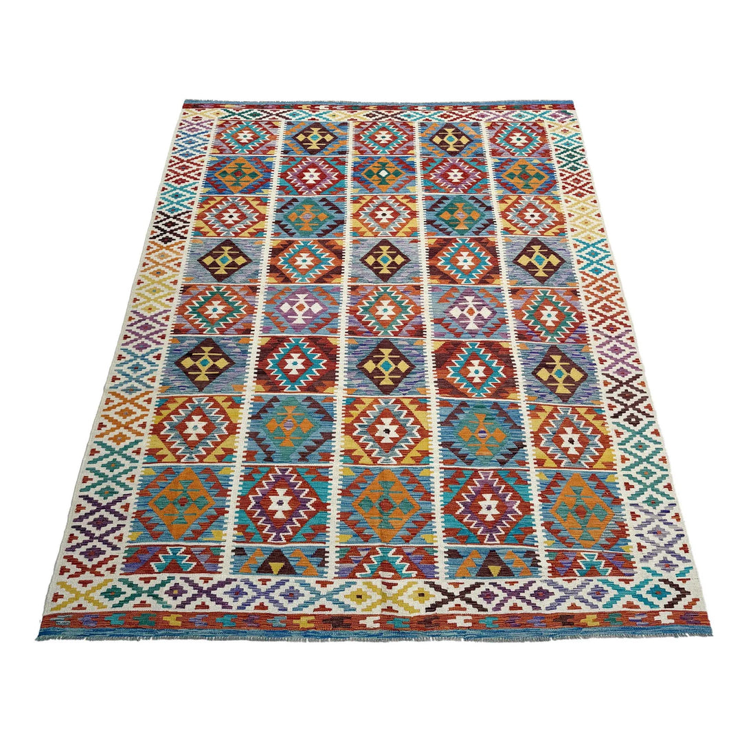 Afghan Vegetable Kilim Rug 8'2" x 11'8" Flat-Weave | No. AL18125