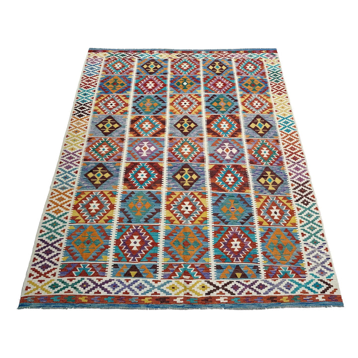 Afghan Vegetable Kilim Rug 8'2" x 11'8" Flat-Weave | No. AL18125