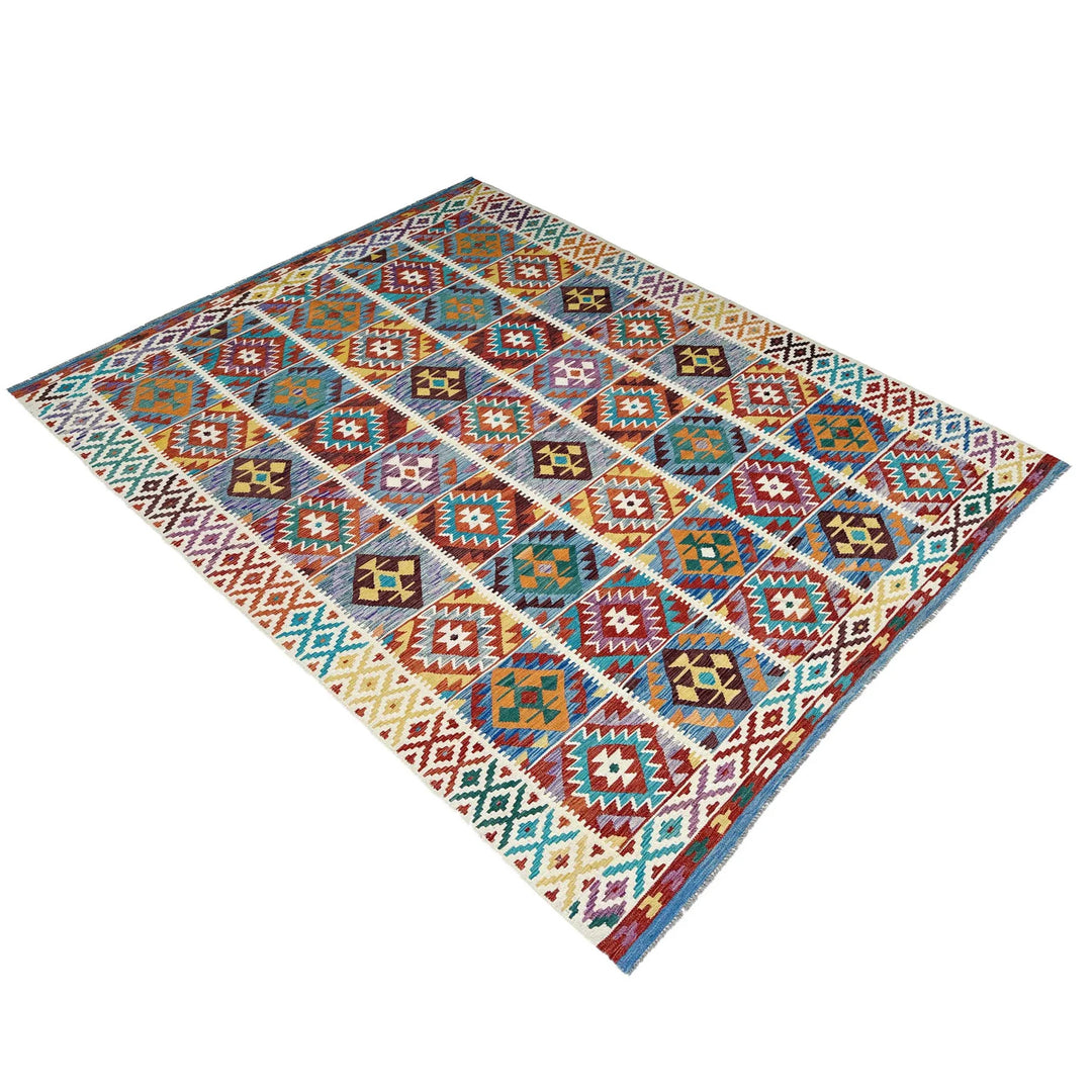 Afghan Vegetable Kilim Rug 8'2" x 11'8" Flat-Weave | No. AL18125
