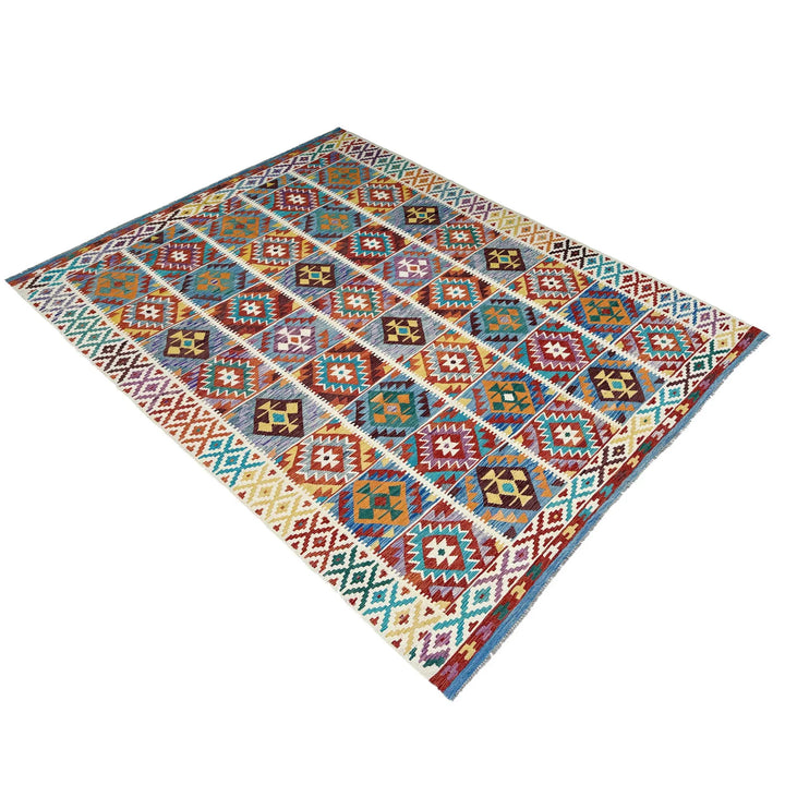 Afghan Vegetable Kilim Rug 8'2" x 11'8" Flat-Weave | No. AL18125