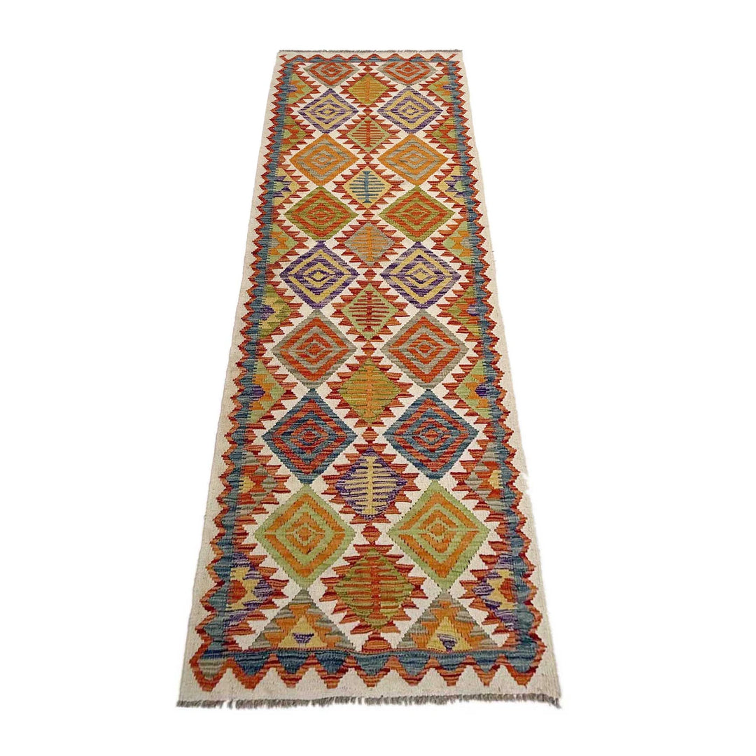 Afghan Vegetable Kilim Rug 2' 9" x 10' 2" Flat-Weave | No. AL181788